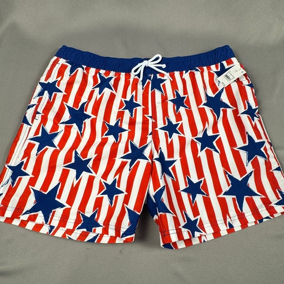 MAD Engine Other - Mad Engine Mens Stars and Stripes Swim Trunks Red White Blue Patriotic Large NEW